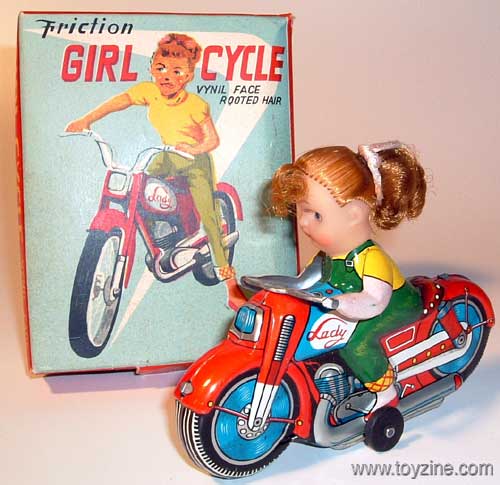 GIRL CYCLE - Tin- Friction, Made in Japan by HAJI, vinyl face rooted hair, original box
